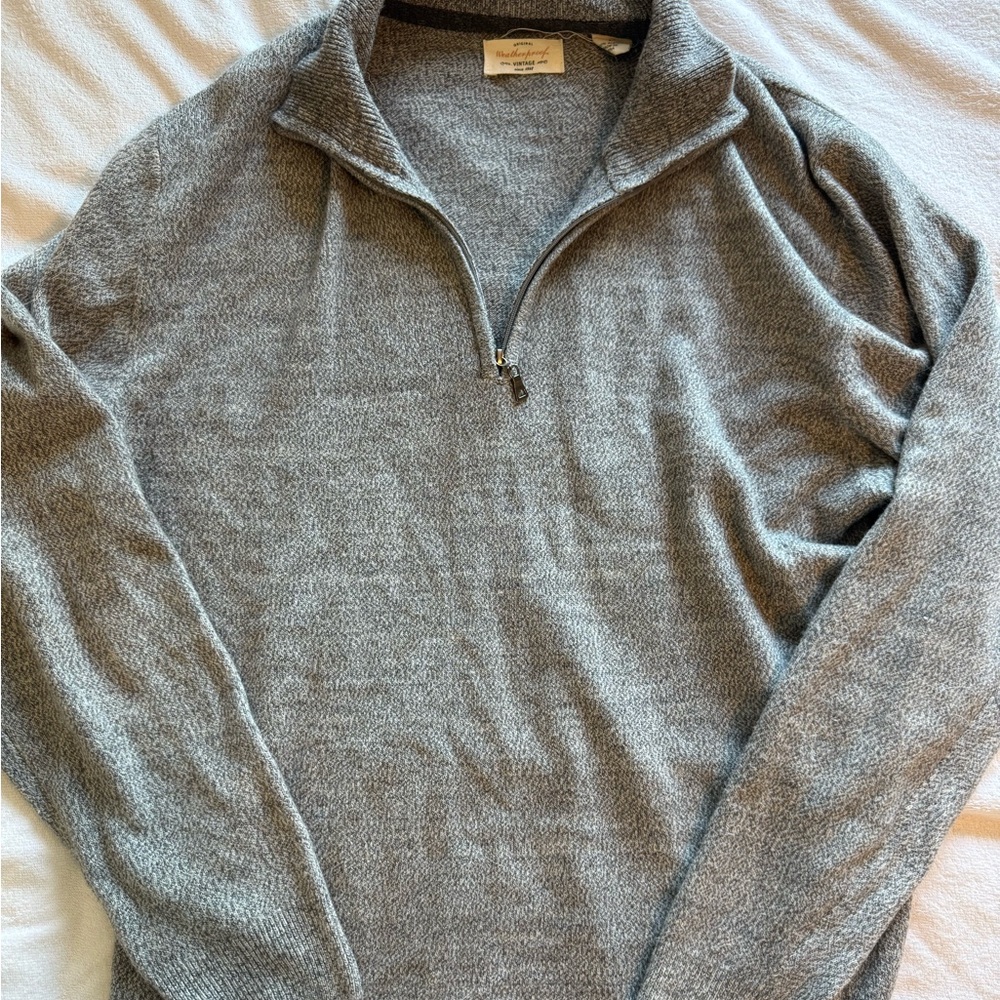 Weatherproof Gray Zip Up Sweater Classic Knit